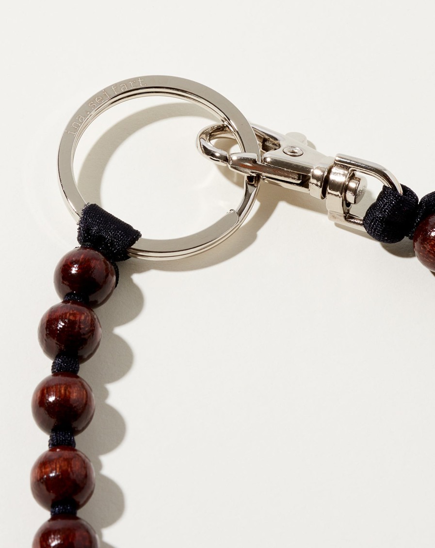 Accessories Ina Seifart | Perlen Long Keyholder In Brown On Black