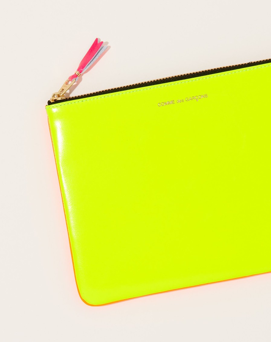 Accessories Comme des Garons | Super Fluo Wallet Zip Pouch In Yellow And Light Orange