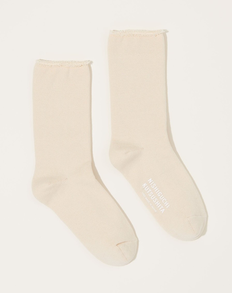 Accessories Nishiguchi Kutsushita | Silk Cotton Lounge Socks In Ivory