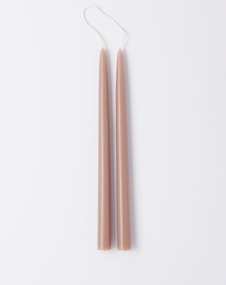 Home The Floral Society | Pair Of 12" Taper Candles In Greige