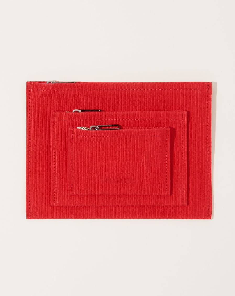 Accessories Amiacalva | Washed Canvas Pouch In Red