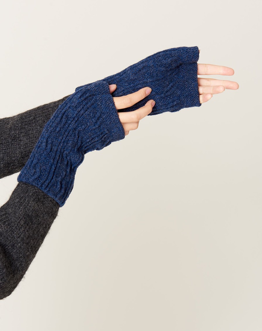 Accessories Nishiguchi Kutsushita | Wool Hand Warmers In Deep Blue