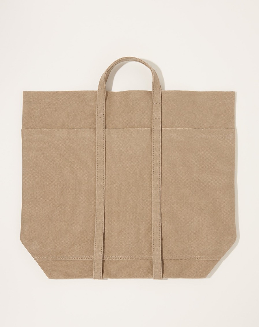 Accessories Amiacalva | Washed Canvas 6 Pocket Tall Tote In Taupe