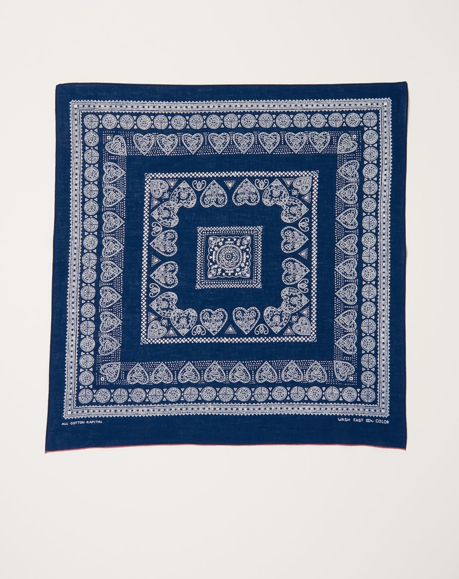 Accessories Kapital | Henna Cube Bandana In Navy