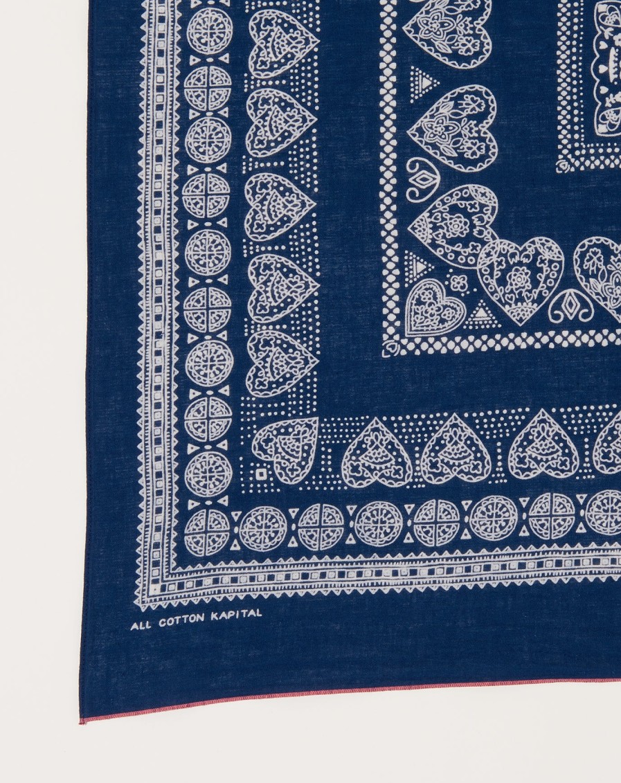 Accessories Kapital | Henna Cube Bandana In Navy