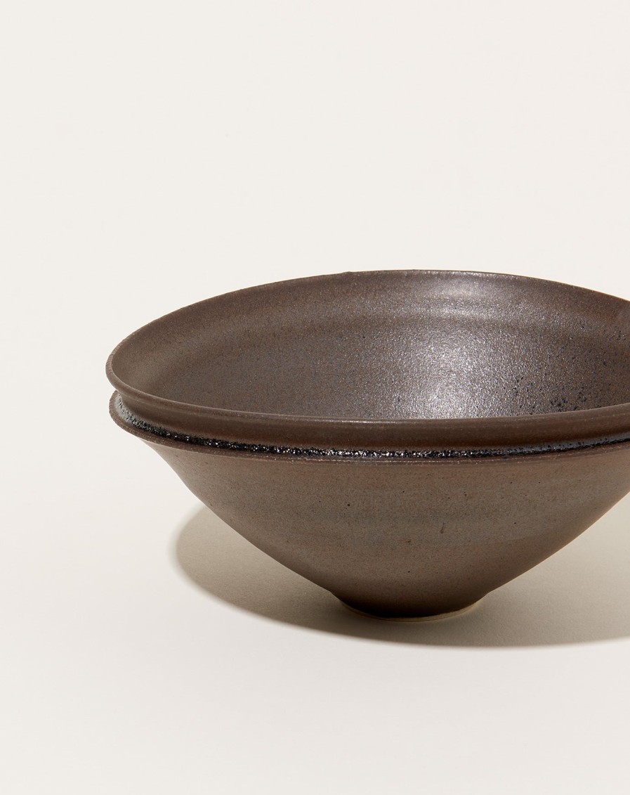 Home Monohanako | Medium Double Lip Bowl In Chocolate