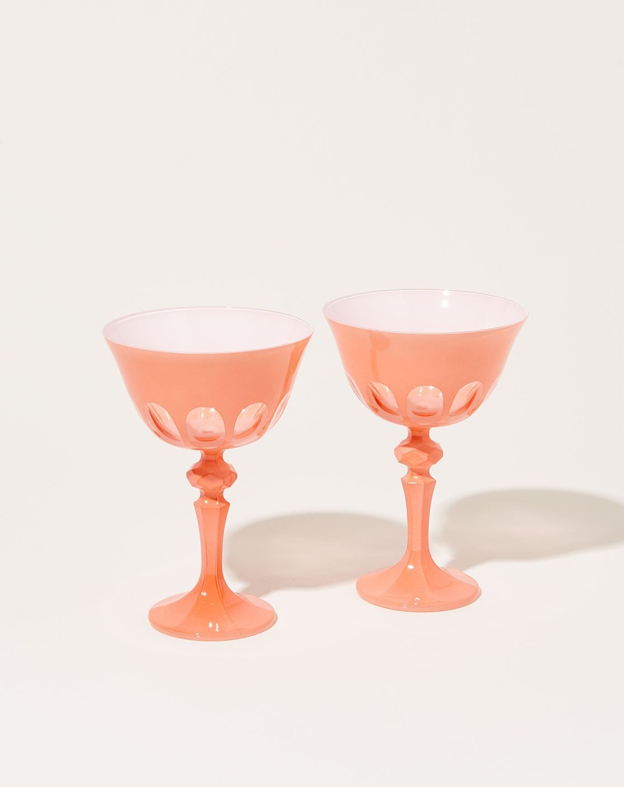 Home Sir Madam | Rialto Glass Coupe Set In Salmon