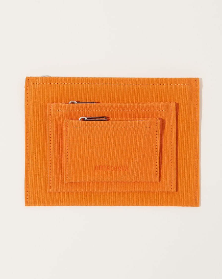 Accessories Amiacalva | Washed Canvas Pouch In Orange