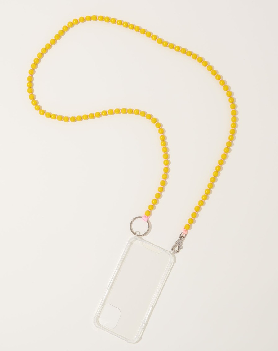 Accessories Ina Seifart | Handykette Iphone Necklace In Yellow On Rose