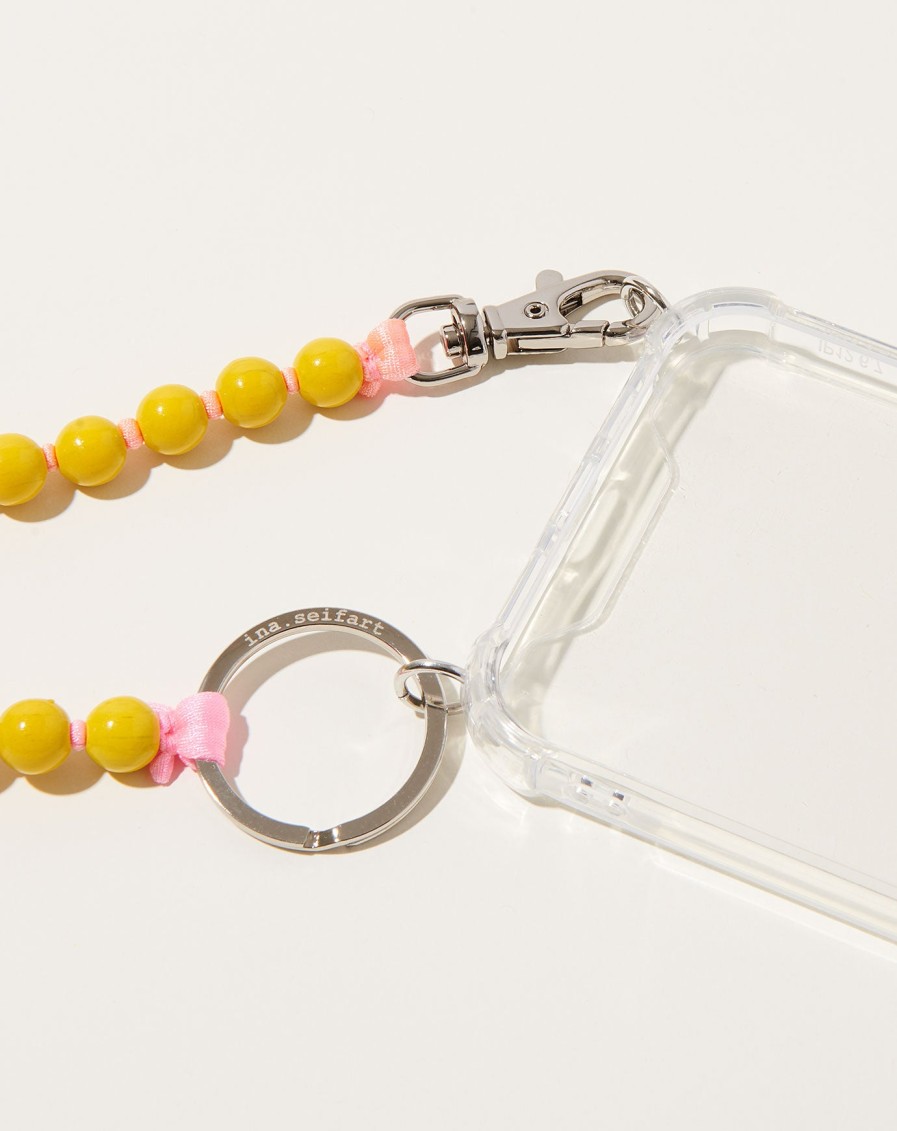 Accessories Ina Seifart | Handykette Iphone Necklace In Yellow On Rose