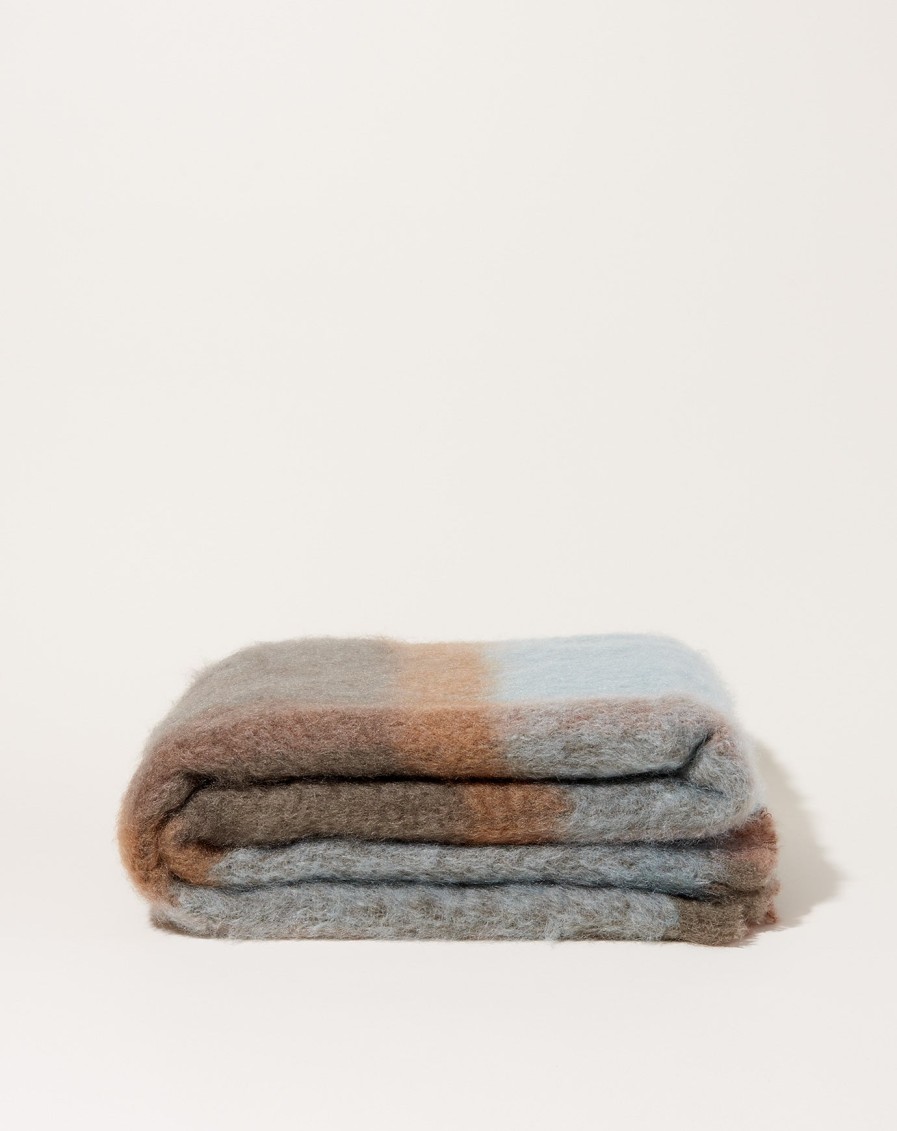 Home Mantas Ezcaray | Mohair Cuadros Throw In Sky Blue