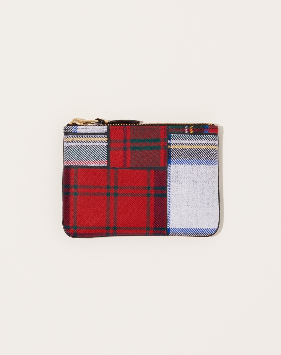 Accessories Comme des Garons | Tartan Patchwork Pouch In Red