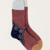 Accessories Kapital | 96 Yarns Wool Heel Bandana Socks In Navy