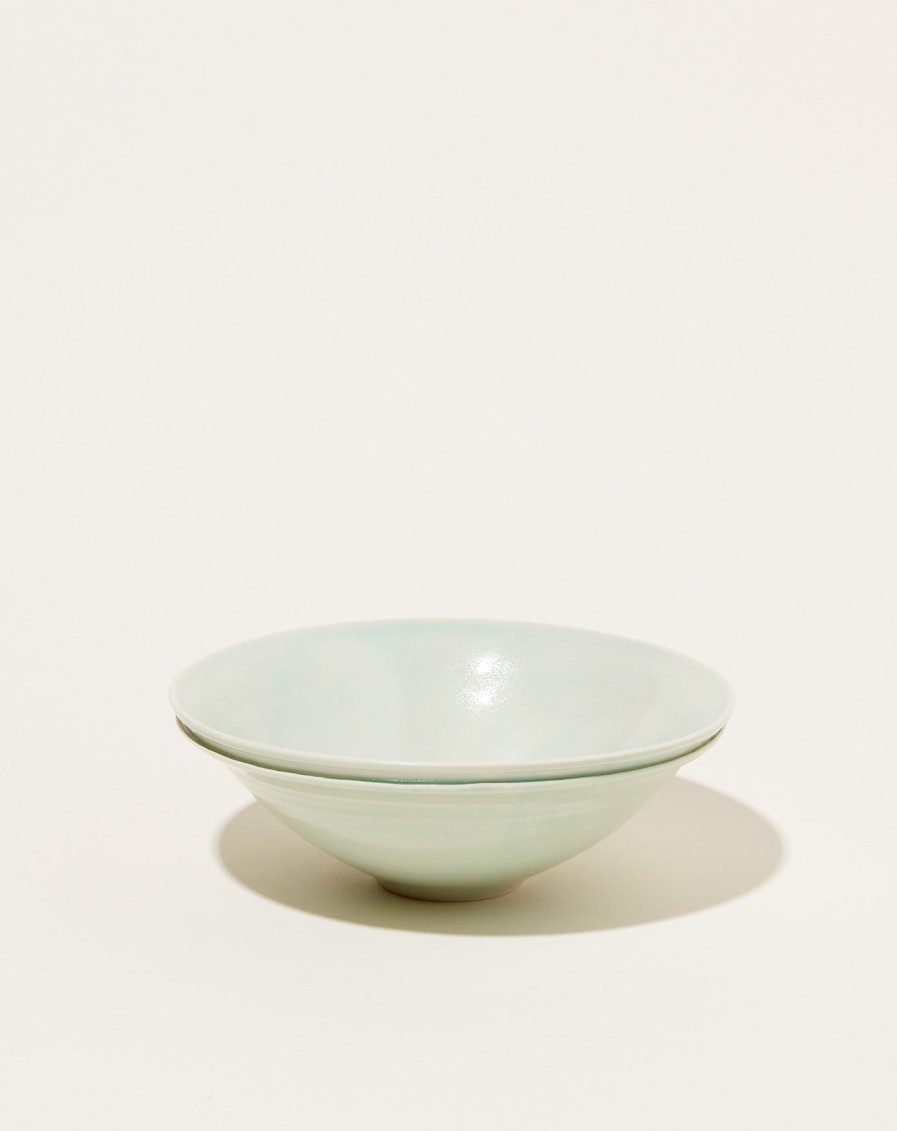 Home Monohanako | Medium Large Double Lip Bowl In Celedon