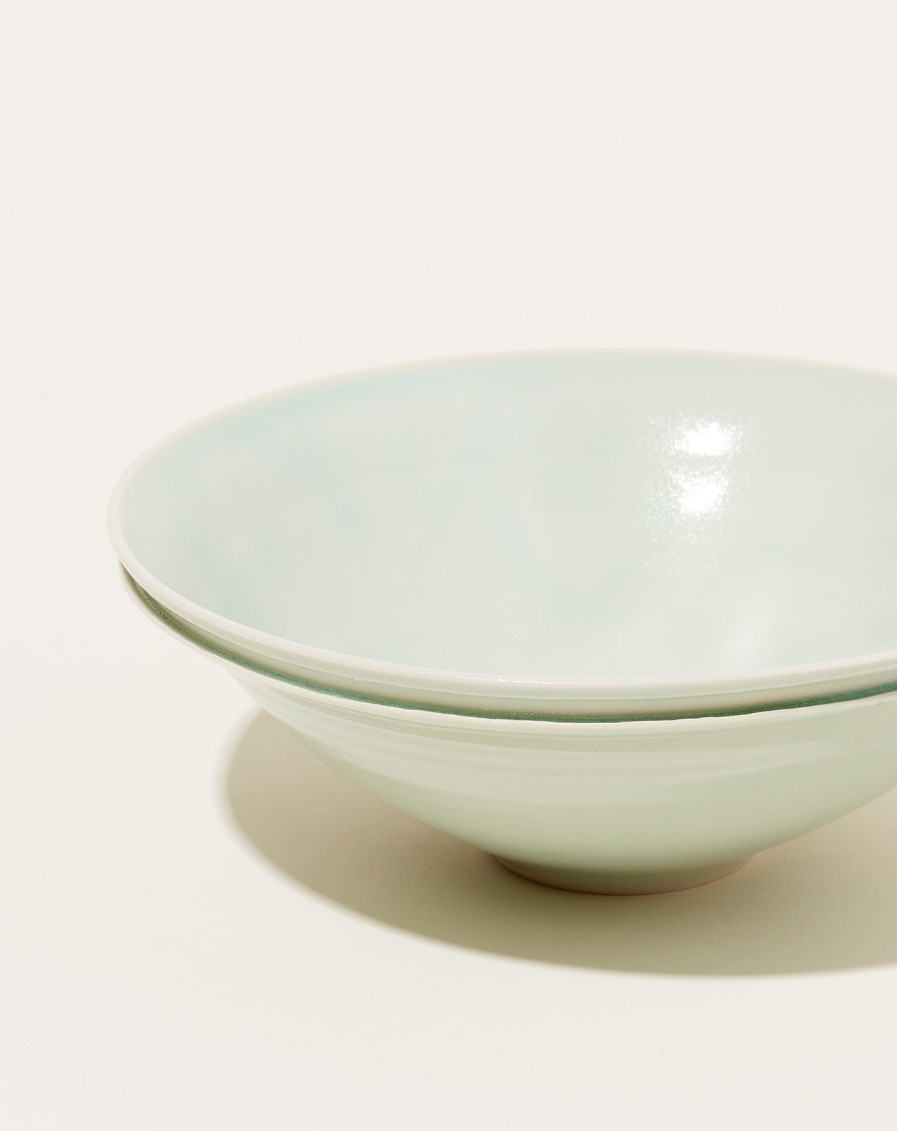 Home Monohanako | Medium Large Double Lip Bowl In Celedon