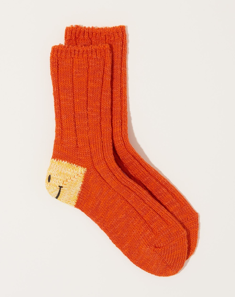 Accessories Kapital | 56 Yarns Ma-1 Rainbowy Happy Heel Socks In Orange