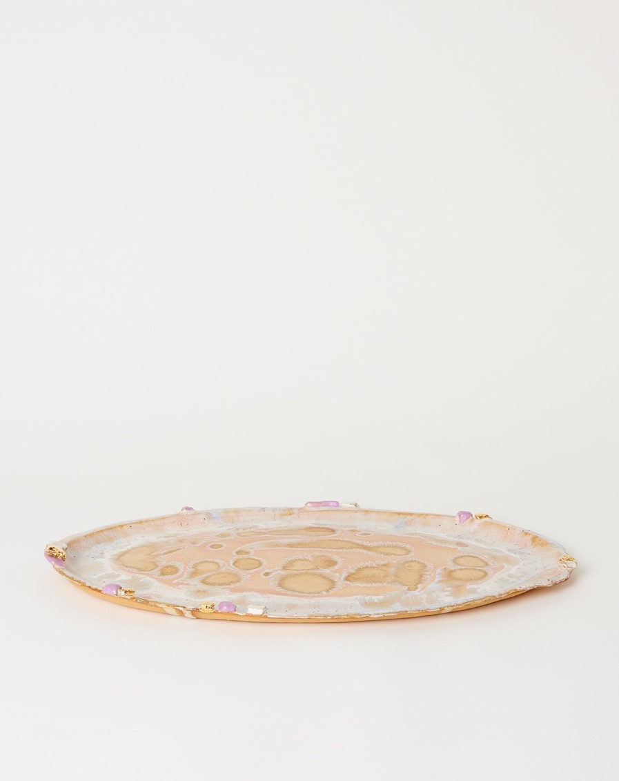 Home Minh Singer | X-Large Ambrosia Oval Platter With Lilac Crust In Beach