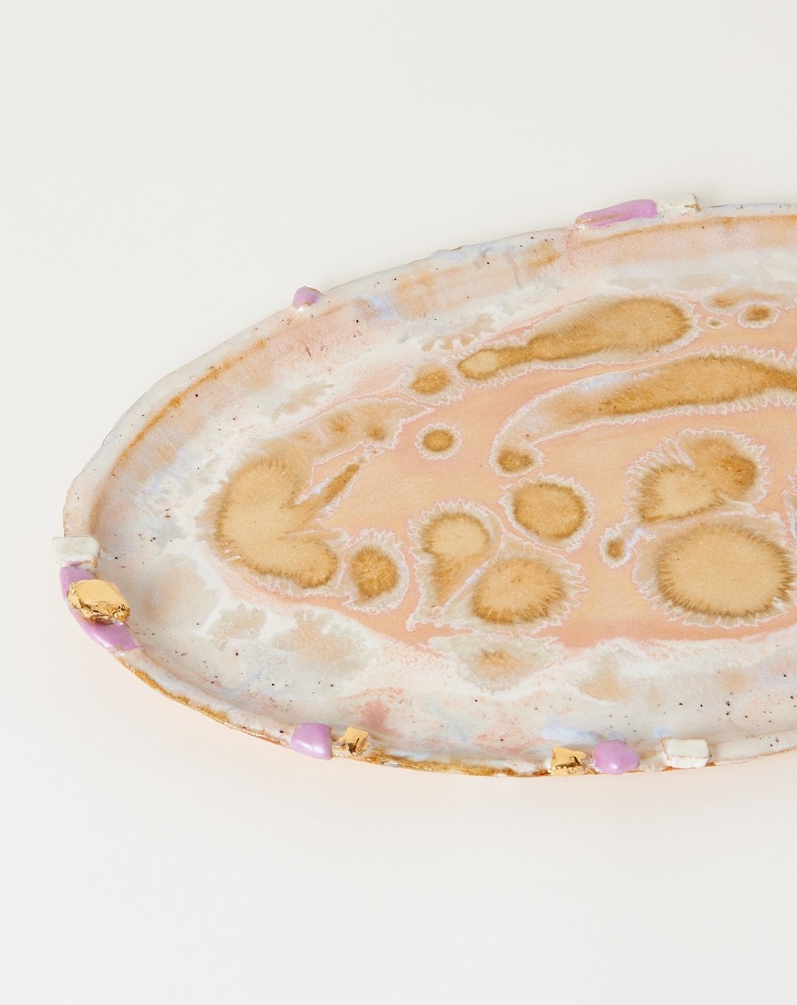 Home Minh Singer | X-Large Ambrosia Oval Platter With Lilac Crust In Beach