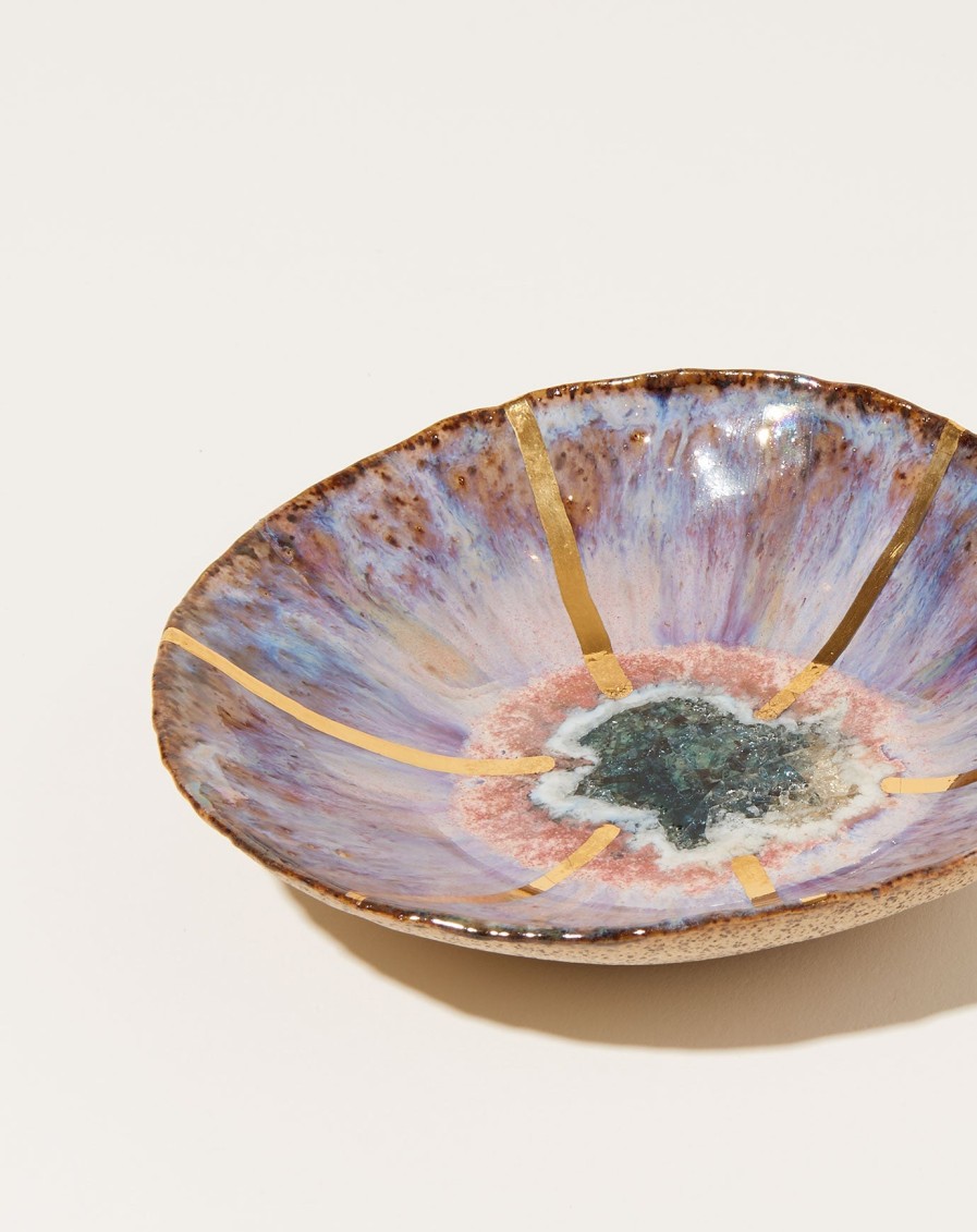 Home Minh Singer | Small Dish In Lavender With Gold Rays