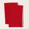 Home Caravan | Chunky Linen Towels In Red, Set Of 2