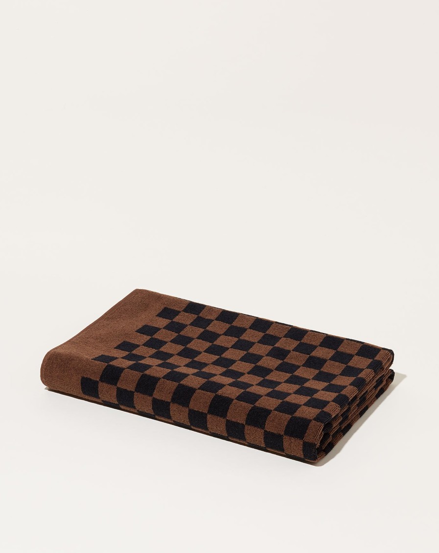 Home Baina | Roman Pool Towel In Tabac Noir