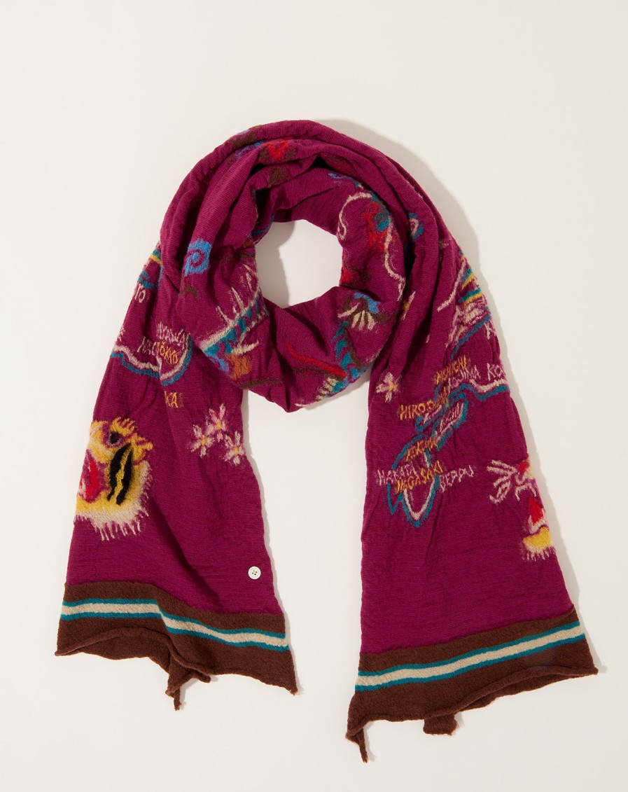 Accessories Kapital | Fulling Wool Happy Scarf Souvenir In Purple