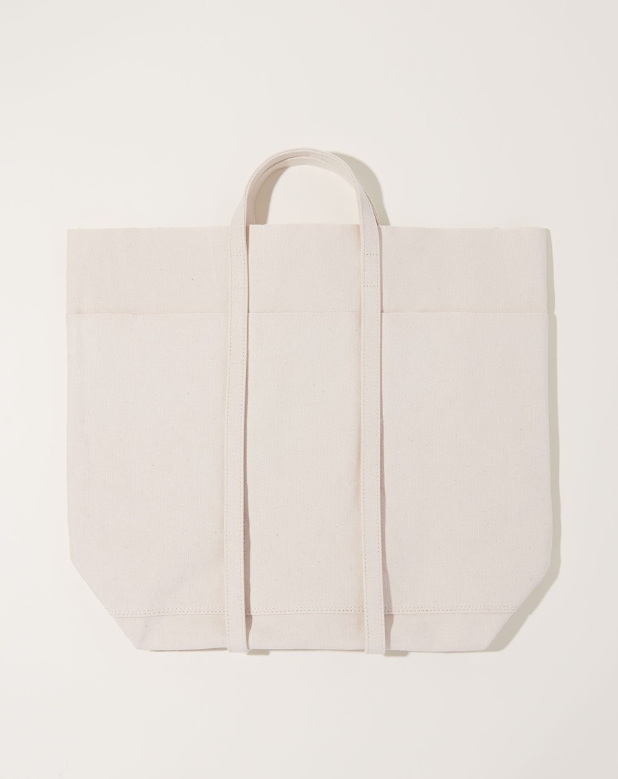 Accessories Amiacalva | Washed Canvas 6 Pocket Tall Tote In White