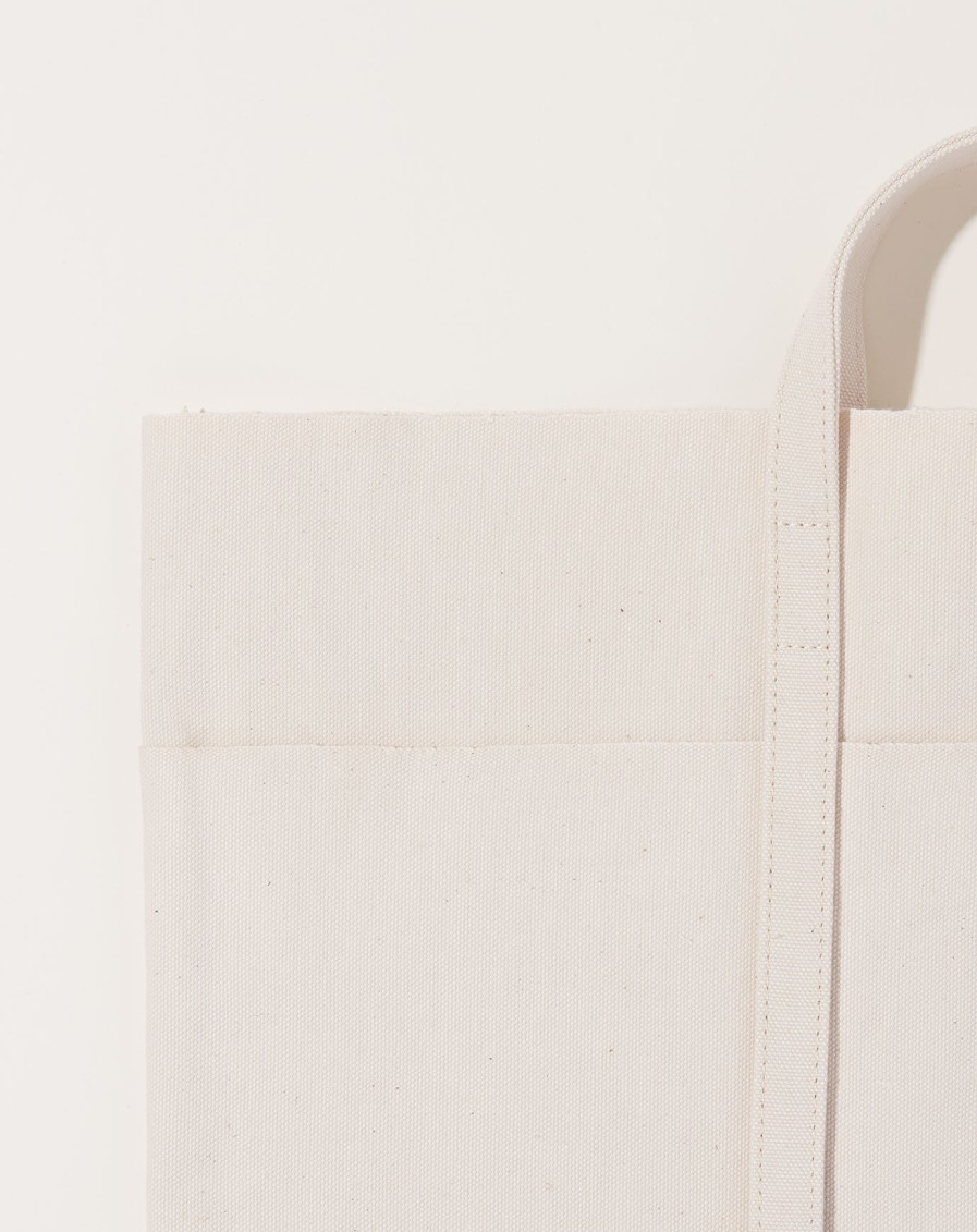 Accessories Amiacalva | Washed Canvas 6 Pocket Tall Tote In White