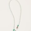 Accessories Ina Seifart | Perlen Long Keyholder In White On Green