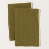 Home Caravan | Chunky Linen Towels In Forest Green, Set Of 2