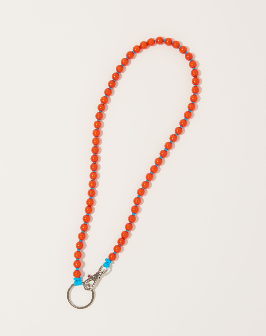 Accessories Ina Seifart | Perlen Long Keyholder In Orange On Turquoise