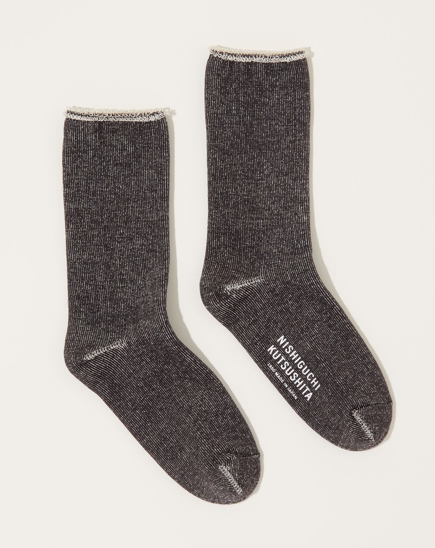 Accessories Nishiguchi Kutsushita | Silk Cotton Lounge Socks In Charcoal