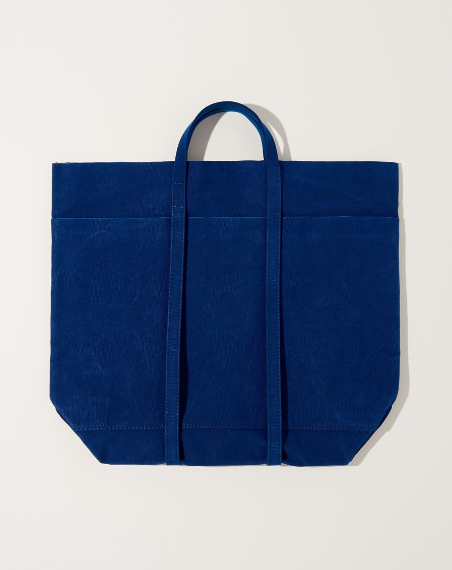 Accessories Amiacalva | Washed Canvas 6 Pocket Tall Tote In Blue