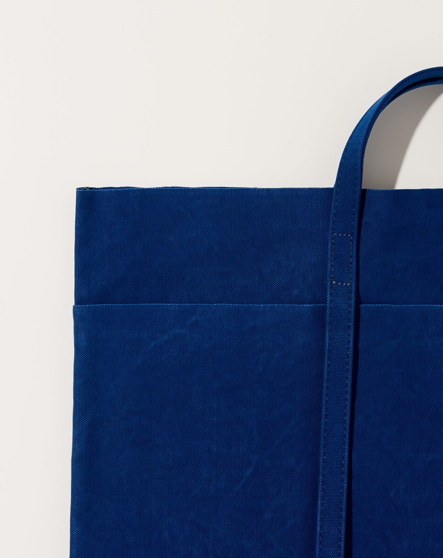 Accessories Amiacalva | Washed Canvas 6 Pocket Tall Tote In Blue