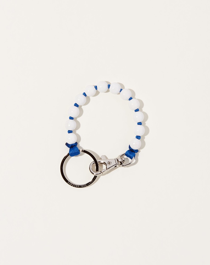 Accessories Ina Seifart | Perlen Short Keyholder In White On Navy